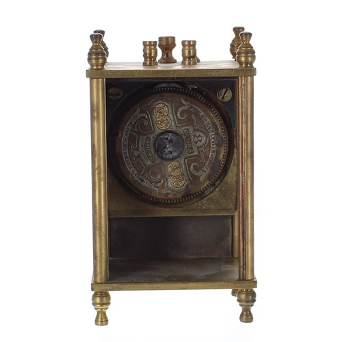 2509 - Gilt metal carriage clock timepiece with an Hebdomas type movement (at fault); also with a silver po... 