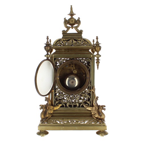 2309 - French brass eight day mantel clock striking on a bell, the 3