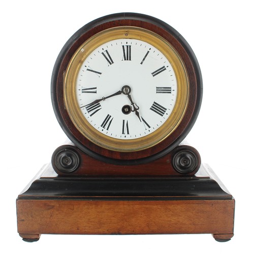 2316 - Walnut and ebonised drumhead mantel clock timepiece, the 4.25