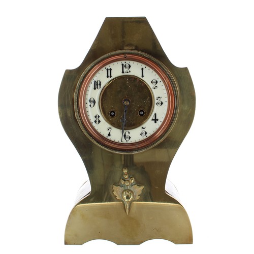 2319 - Brass and mahogany two train balloon mantel clock, the Japy Freres movement with outside countw... 