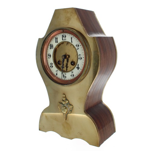 2319 - Brass and mahogany two train balloon mantel clock, the Japy Freres movement with outside countw... 