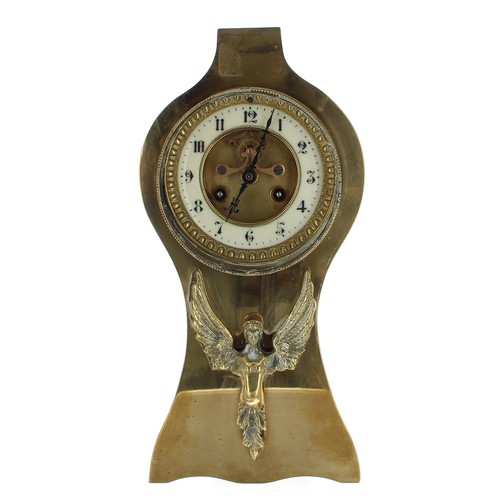 2320 - Brass balloon shaped two train mantel clock, the S. Marti movement with outside countwheel striking ... 