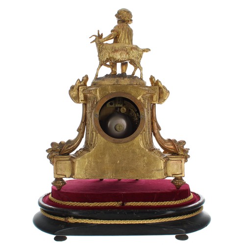 2326 - French gilt metal two train mantel clock striking on a bell, the 3