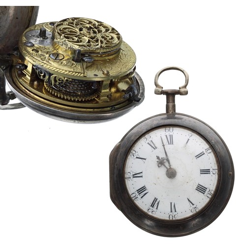 894 - Smith, London - English 18th century silver verge pair cased pocket watch, signed fusee movement, no... 