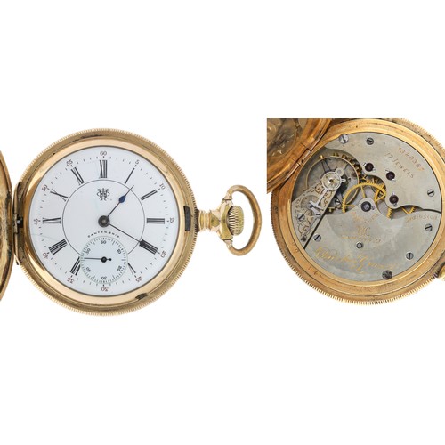 864 - Hampden Watch Co. 'Dueber Grand' gold plated lever set hunter pocket watch, circa 1899, serial no. 1... 