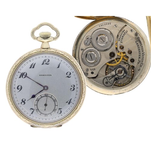 866 - Hamilton Watch Co. gold plated lever dress pocket watch, circa 1921, serial no. 1892761, signed cal.... 