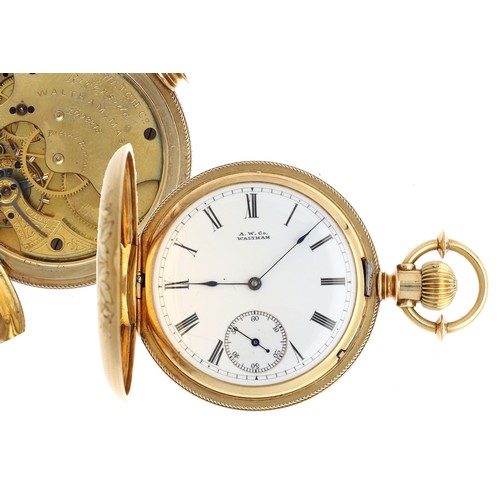 873 - Good American Waltham 'Riverside' 18ct lever set hunter pocket watch, serial no. 1093218, circa 1877... 