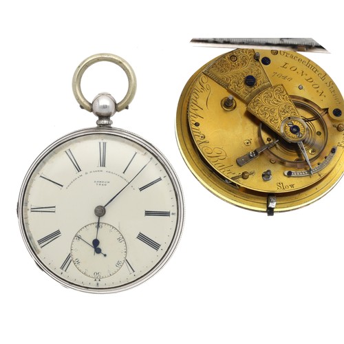 876 - Frodsham & Baker, Gracechurch Street, London - 19th century silver fusee lever pocket watch, Lon... 