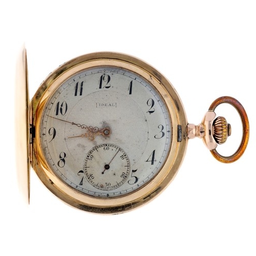 900 - Girard-Perregaux 14ct lever hunter pocket watch, gilt frosted movement with compensated balance and ... 