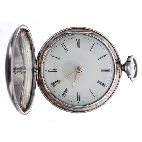 908 - Row, Alton - William IV silver verge hunter pocket watch, London 1834, signed fusee movement no. 155... 