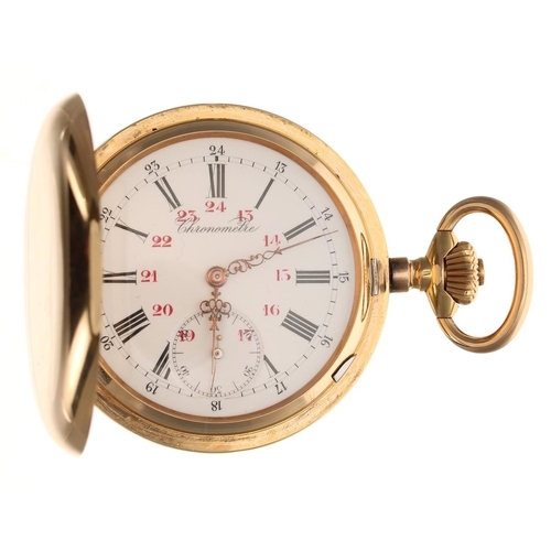 925 - Invicta 18ct 'Chronometre' lever set hunter pocket watch, gilt three quarter plate movement inscribe... 