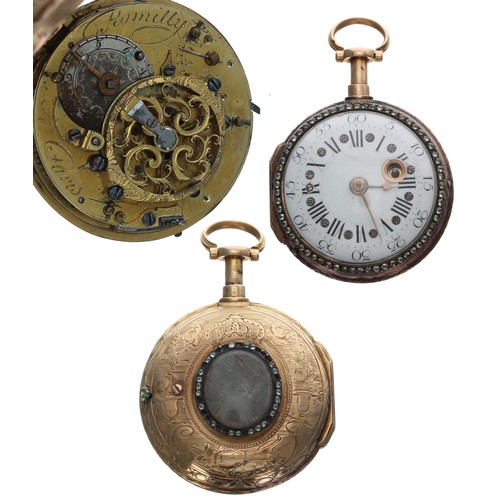 931 - Romilly A Paris - small French late 18th century gold verge dumb repeating pocket watch, signed fuse... 