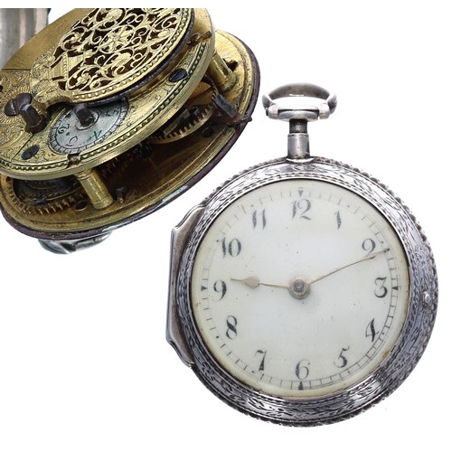 932 - George III silver verge pocket watch, London 1783, unsigned fusee movement with pierced engraved bal... 