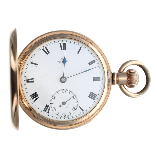 934 - Astral gold plated lever hunter pocket watch, signed three quarter plate 7 jewel movement, no. 20004... 