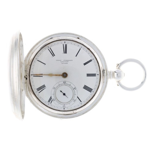 936 - John Forrest, London - Victorian silver fusee lever hunter pocket watch, London 1889, signed movemen... 