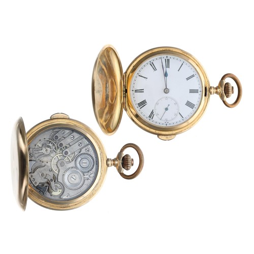 940 - Swiss 18ct quarter repeating lever pocket watch, the movement with compensated balance, regulator an... 