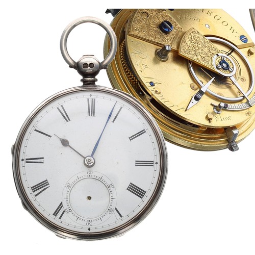 957 - R't Stewart, Glasgow - Victorian silver fusee lever pocket watch, London 1856, signed movement, no. ... 