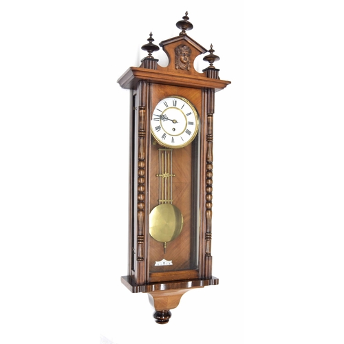 2605 - Walnut single train Vienna regulator wall clock, the 6.5