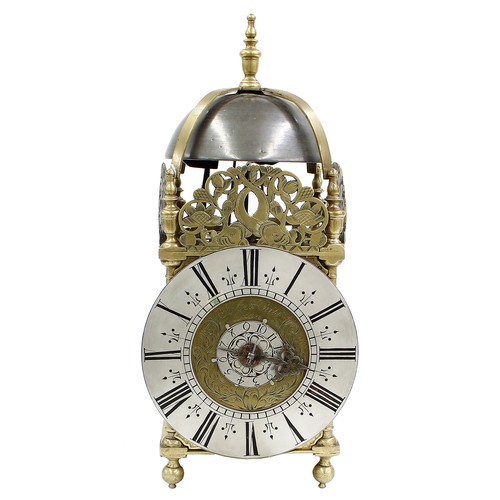 1338 - Good English brass hook and spike verge lantern clock, the 6.5