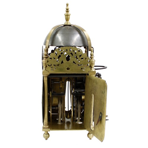 1338 - Good English brass hook and spike verge lantern clock, the 6.5