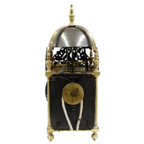 1338 - Good English brass hook and spike verge lantern clock, the 6.5