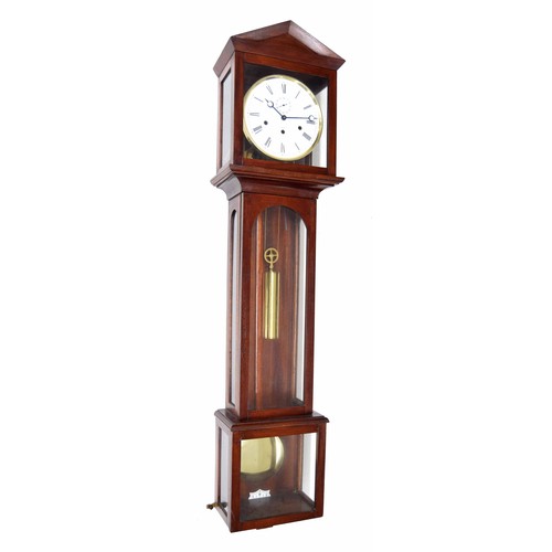 1719 - Kieninger mahogany three train wall clock striking on eight rods, the 8.5