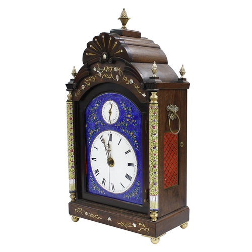 1507 - Decorative Chinese and enamelled double fusee verge bracket clock striking on two bells, the movemen... 