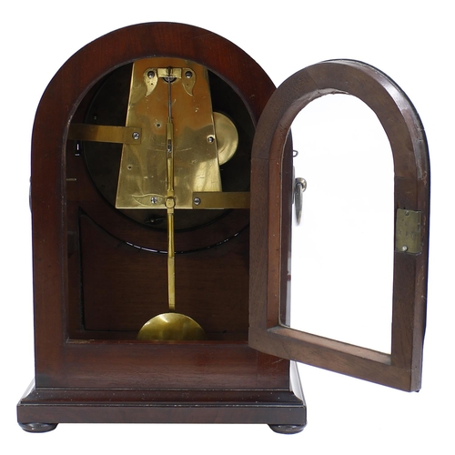 1523 - English mahogany single fusee bracket clock with A-frame movement, the 8