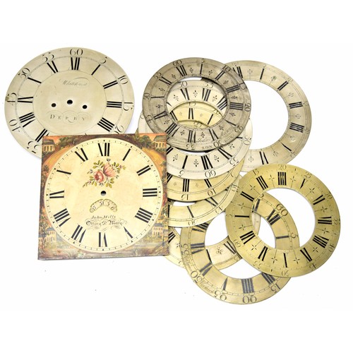 2119 - Good three train bracket clock dial, the 8