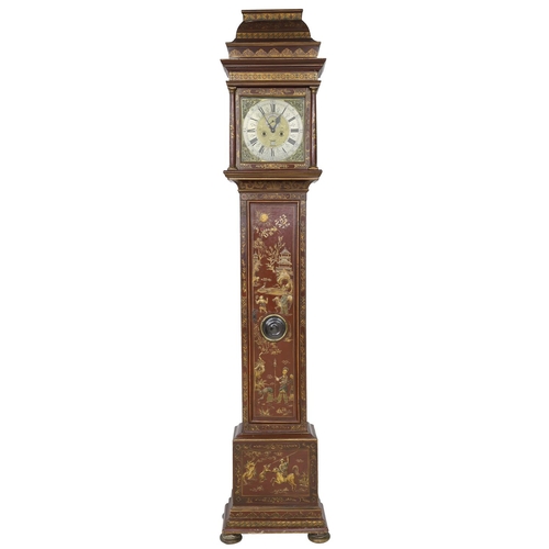 1807 - Good red lacquer and chinoiserie decorated eight day longcase clock, the 12