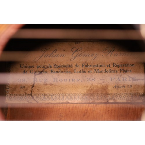 2216 - The Granary Collection - Julian Gomez Ramirez three-quarter size guitar, made in Paris, France, circ... 