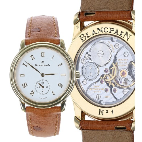 657 - Fine and Rare Blancpain 'NO.1' Villeret Wempe Edition 18ct gentleman's wristwatch, reference 7002, l... 