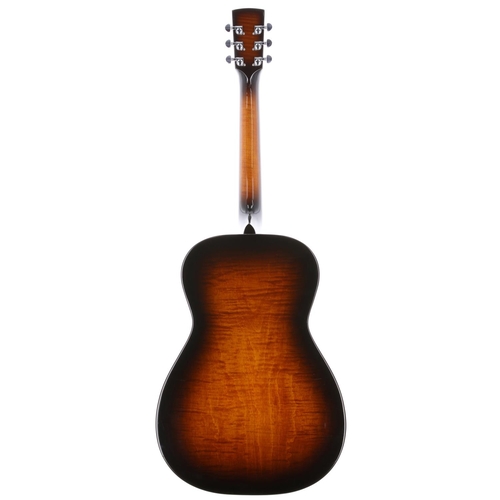 528 - Dobro single cone resonator guitar; Body: two-tone sunburst finished figured laminate maple body wit... 