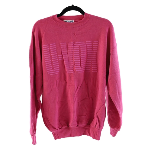 149 - Chris Cross (Ultravox) - original 1986/1987 Ultravox world tour jumper in pink (XL) and original Ult... 