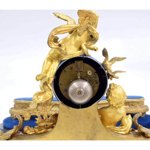 1321 - Good French ormolu two train globe mantel clock, the Japy Freres movement with outside countwheel st... 