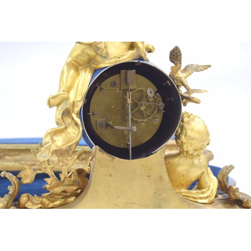 1321 - Good French ormolu two train globe mantel clock, the Japy Freres movement with outside countwheel st... 