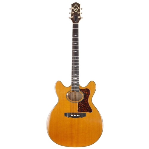 587 - 1986 Guild Studio 24 acoustic guitar, made in USA; Body: amber finished maple back and sides with sp... 