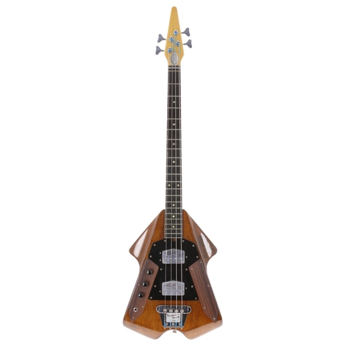 596 - 1970s Burns Flyte 4 left-handed conversion bass guitar, made in England; Body: walnut finish, variou... 