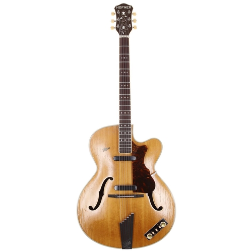 634 - Restored 1958 Hofner President hollow body electric guitar, made in Germany; Body: blonde finish, fi... 