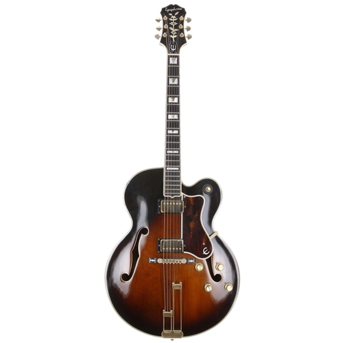 649 - 1983 Epiphone Emperor hollow body electric guitar, made in Japan; Body: tobacco sunburst finish, min... 