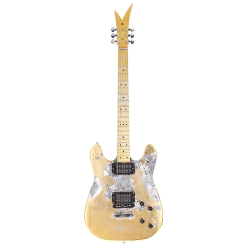 821 - 1970s John Veleno electric guitar, made in USA; Body: gold plated billet aluminium body, plating fla... 