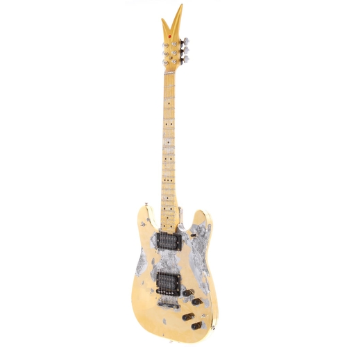 821 - 1970s John Veleno electric guitar, made in USA; Body: gold plated billet aluminium body, plating fla... 