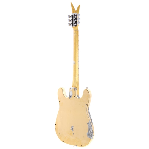 821 - 1970s John Veleno electric guitar, made in USA; Body: gold plated billet aluminium body, plating fla... 