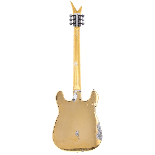 821 - 1970s John Veleno electric guitar, made in USA; Body: gold plated billet aluminium body, plating fla... 