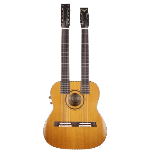 828 - 1983 Andrew Manson 12/6 double neck nylon string electro-acoustic guitar, made in England; Back and ... 