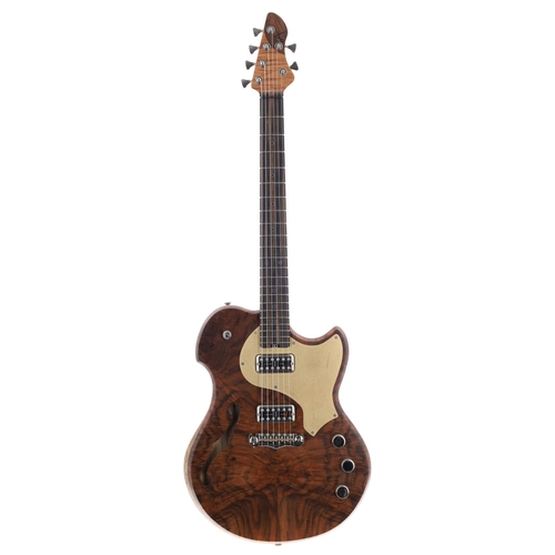 854 - Alpher Opah Prime Thinline electric guitar, made in England; Body: walnut top upon black limba body;... 