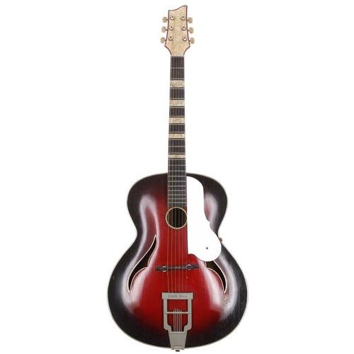 862 - 1950s Framus Black Rose archtop guitar, made in Germany; Body: Black Rose finish, lacquer checking, ... 