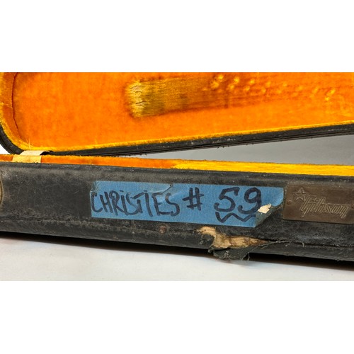 441 - Eric Clapton interest - early 1960s Gibson Les Paul/SG electric guitar hard case, bearing blue tape ... 