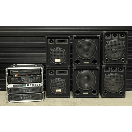 2137 - Selection of PA equipment to include an Ibiza power amp rack unit, two Skytech Pro 240 power amplifi... 