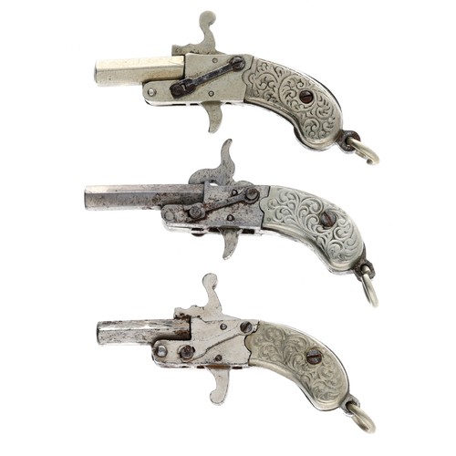 1065 - Group of three miniature pin-fire single shot pistols, 1.5